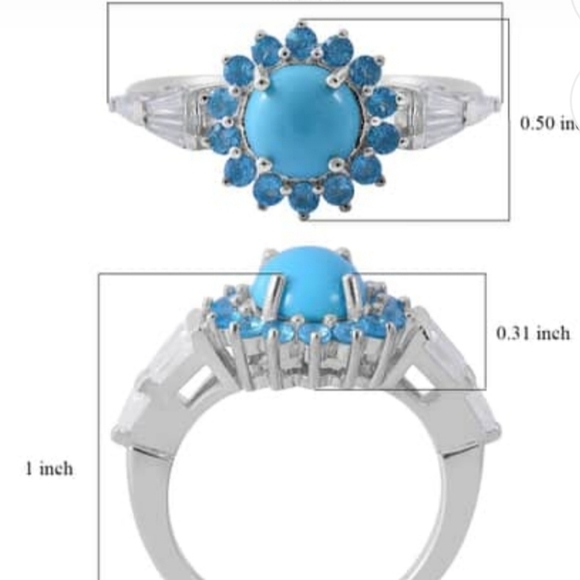 Genuine Sleeping Beauty Turquoise, Neon Apatite & Moissanite Ring Size 9! - Picture 4 of 7